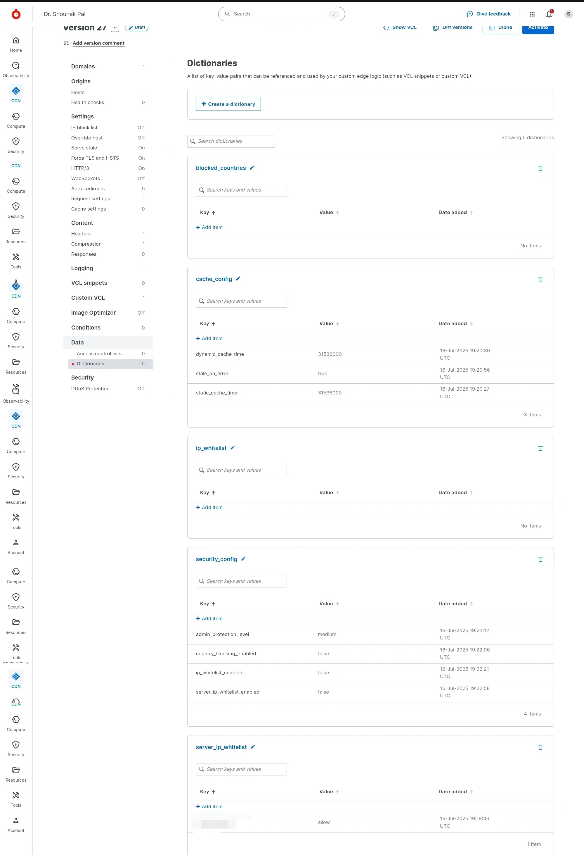 Fastly Dictionaries