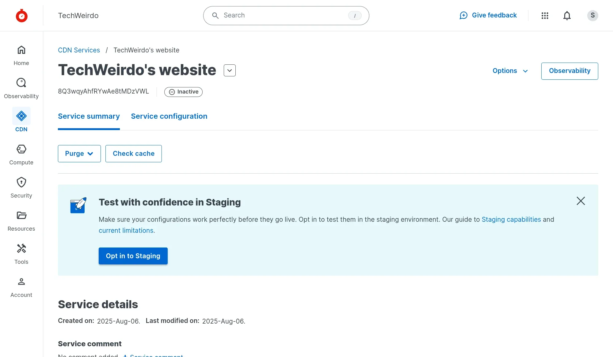 Fastly Dashboard